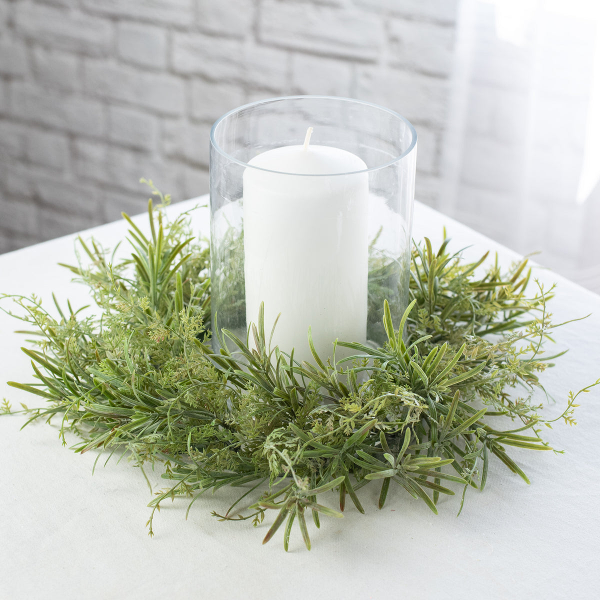 14" Spring Grass Mix Candle Ring Lifestyle Photo