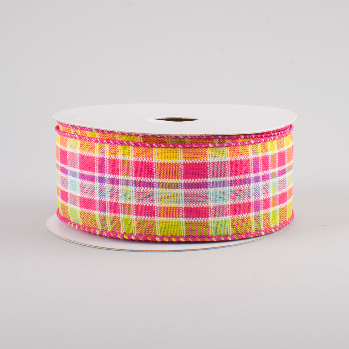 1.5" Spring Plaid Ribbon: Fuchsia Multi (10 Yards)