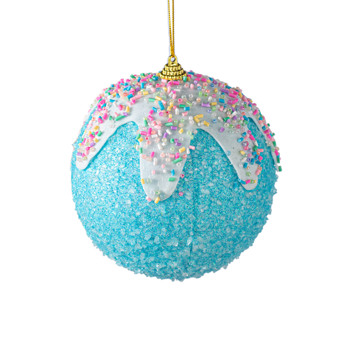 5" Sprinkles & Dipped Ball Ornament: Blue Item Number: 85789BL
