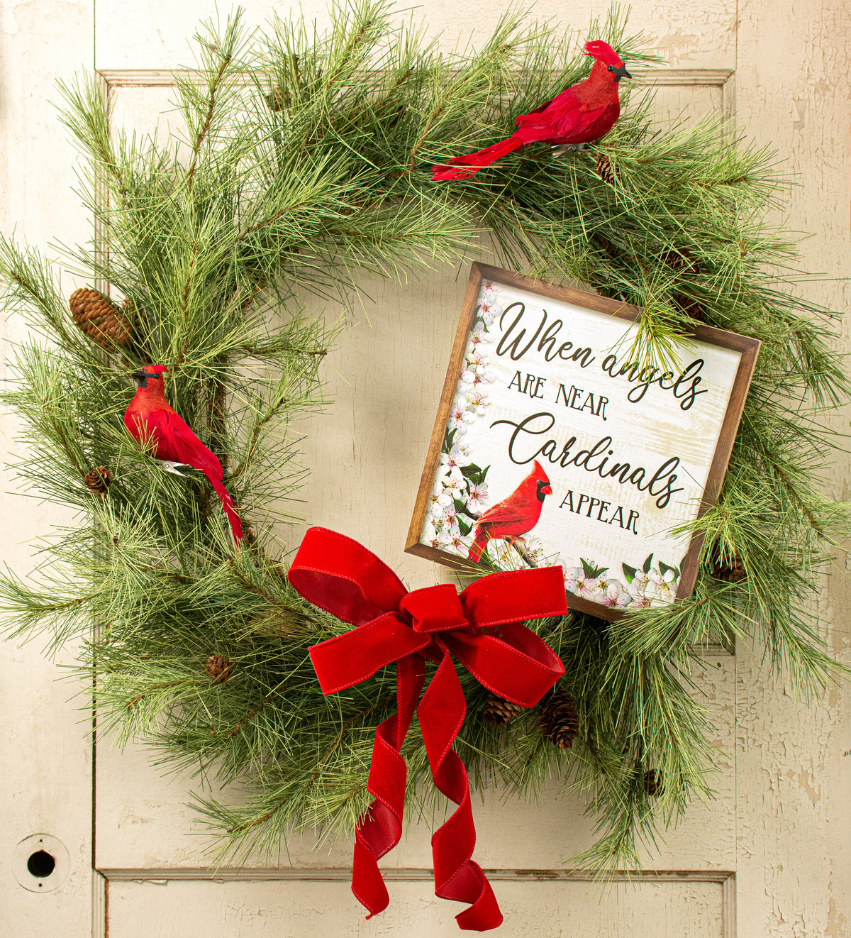 10" Square Wooden Sign: Angels Near Cardinals Appear Lifestyle Photo