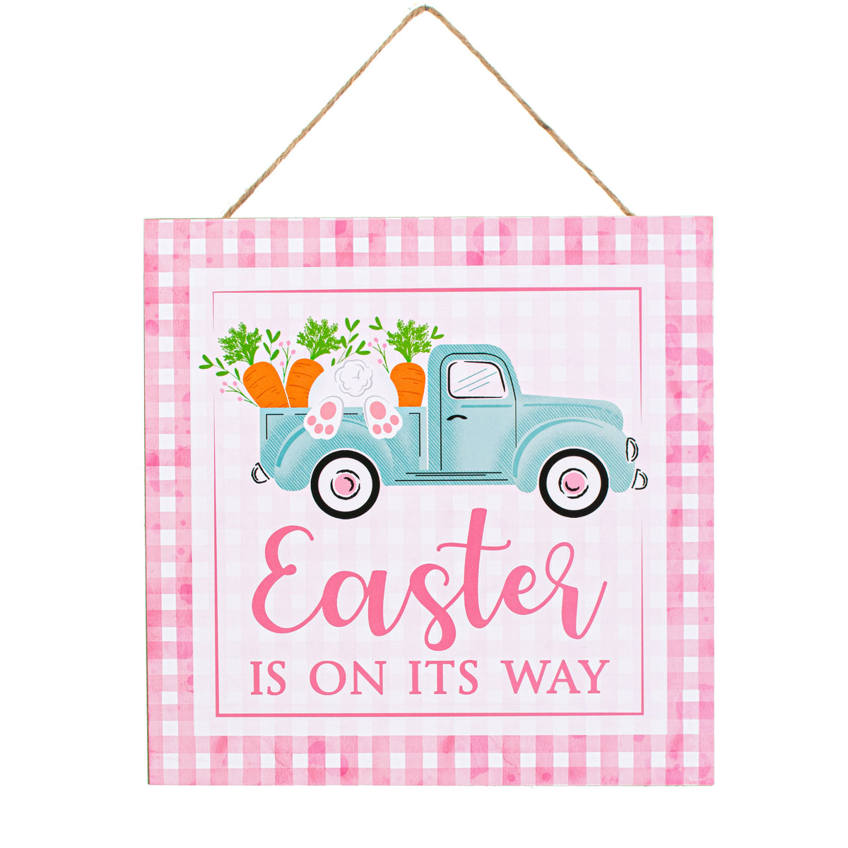 10" Square Wooden Sign: Easter, Truck, Check Item Number: AP8714