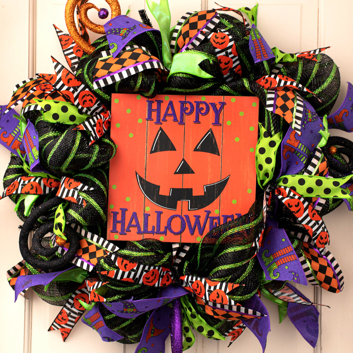 10" Square Wooden Sign: Happy Halloween Jack-O-Lantern Lifestyle Photo
