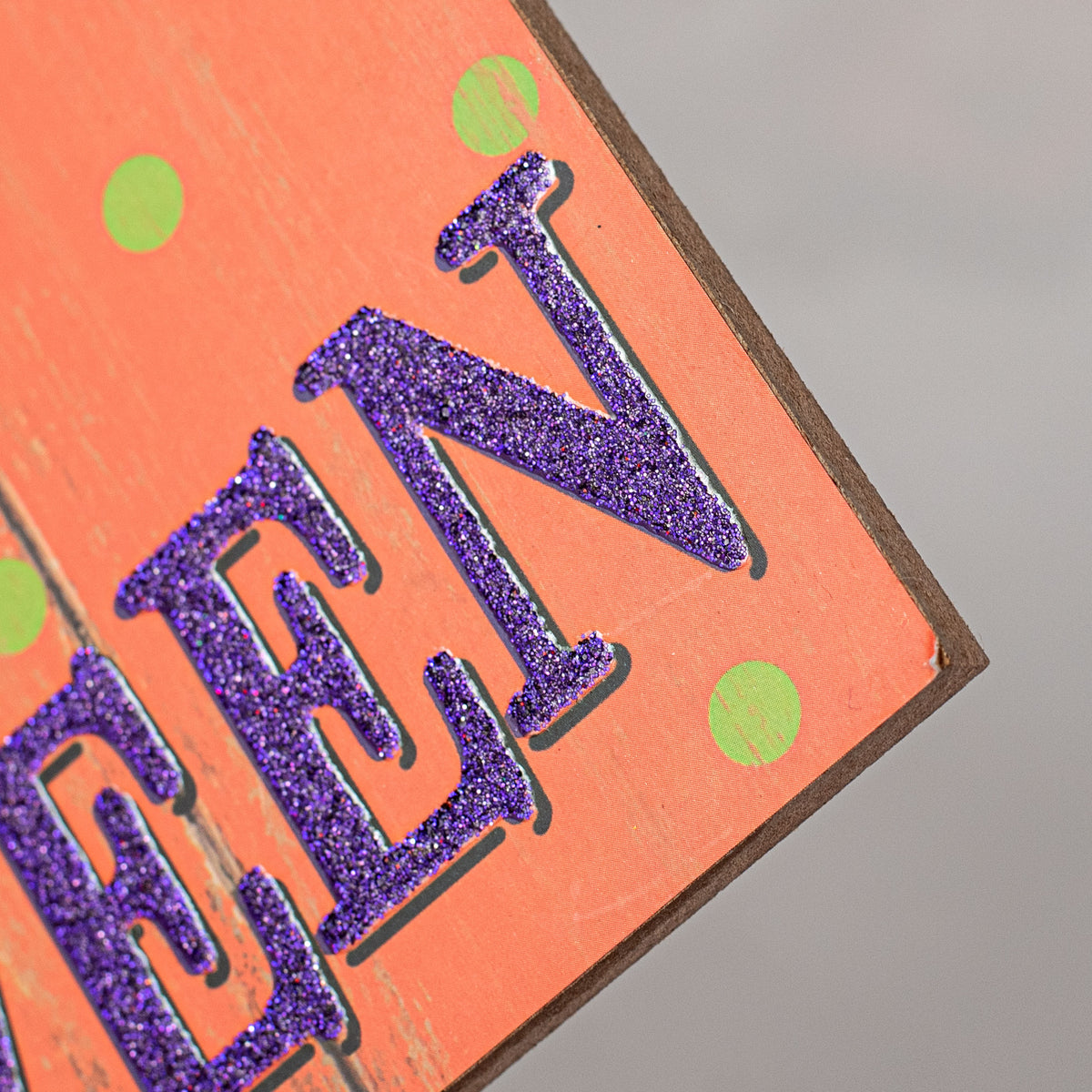 10" Square Wooden Sign: Happy Halloween Jack-O-Lantern detail photo 3