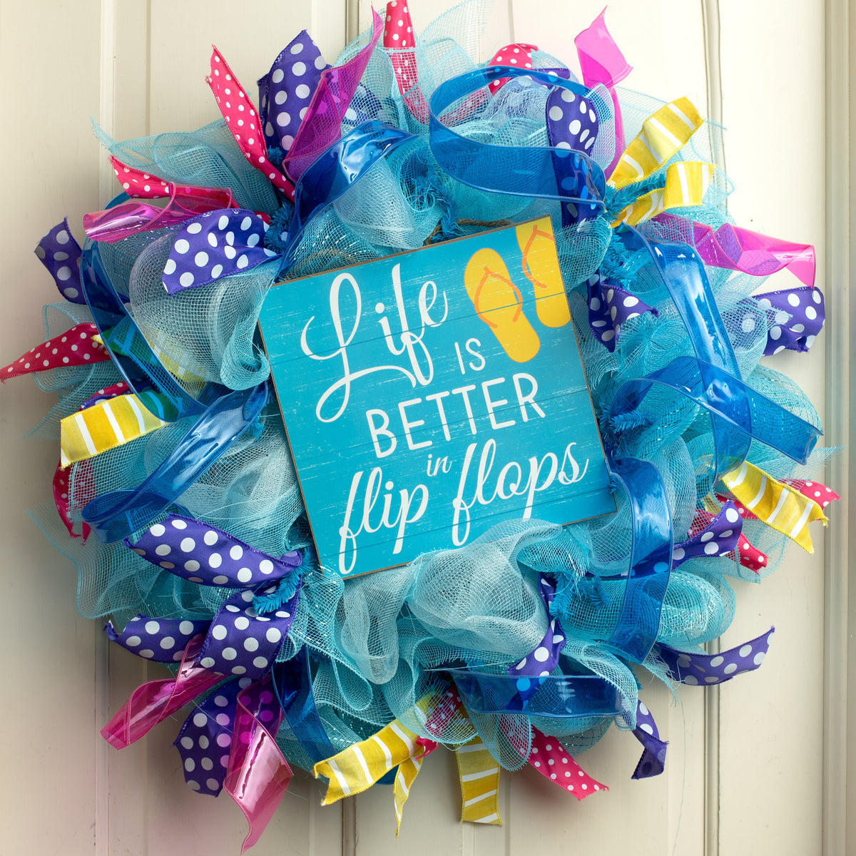 10" Square Wooden Sign: Life In Flip Flops Lifestyle Photo