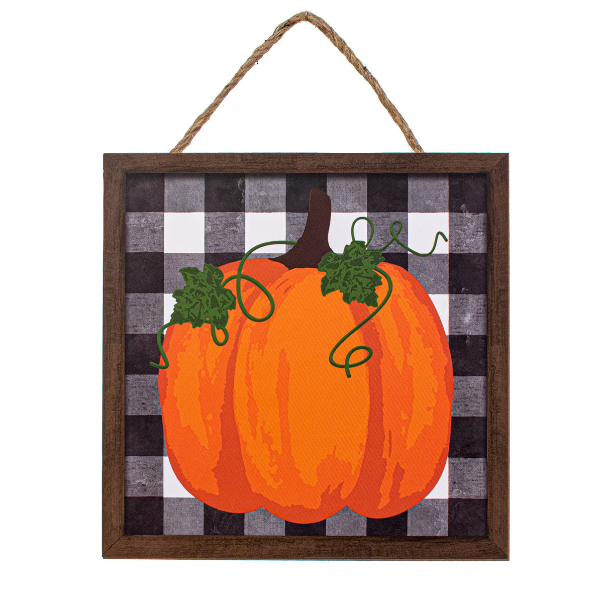 10" Square Wooden Sign: Pumpkin On Check Item Number: AP7018