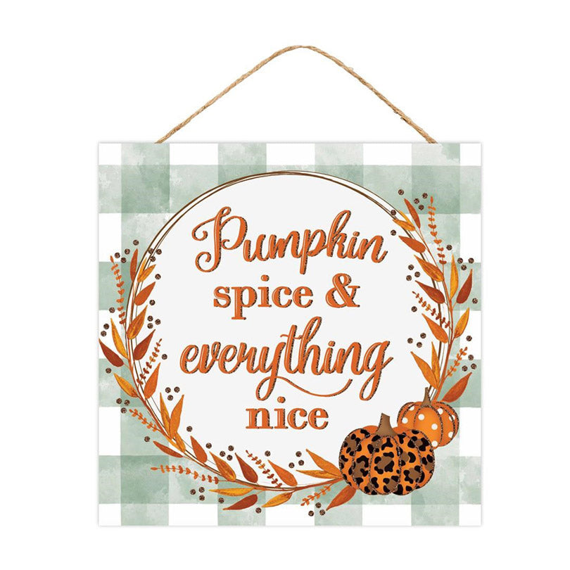 10" Square Wooden Sign: Pumpkin Spice Glitter Item Number: AP8895