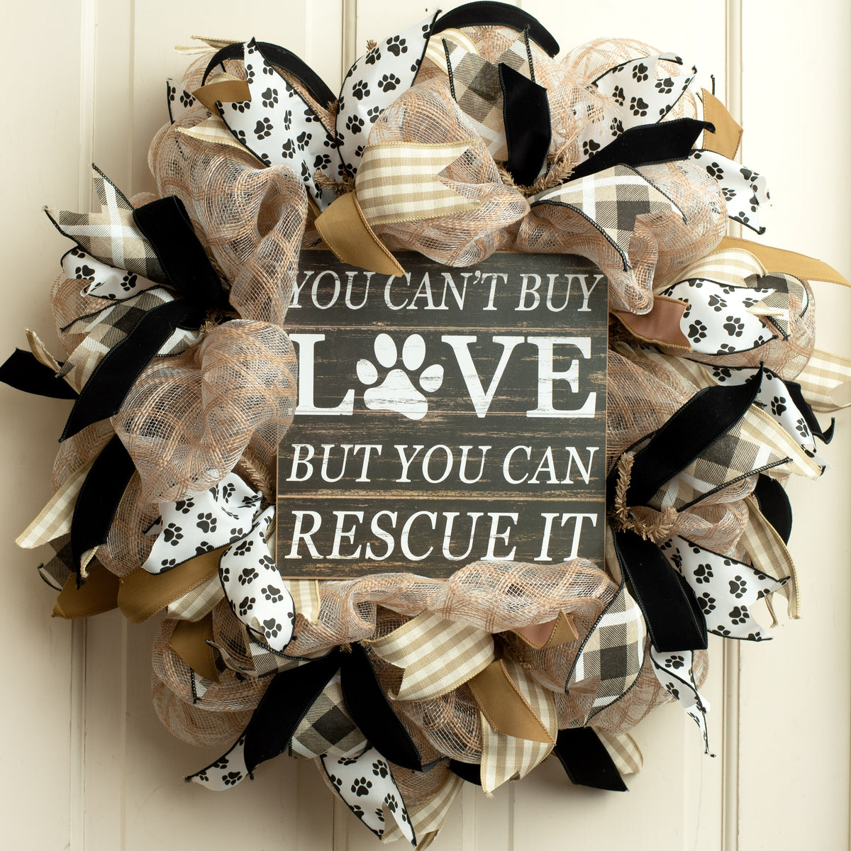 10" Square Wooden Sign: Rescue Love Lifestyle Photo