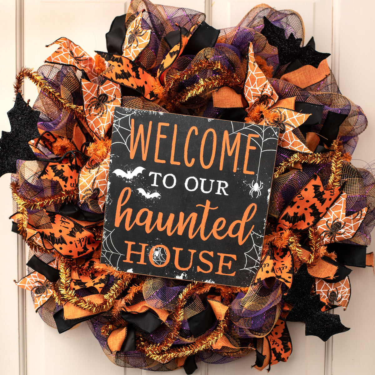 10" Square Wooden Sign: Welcome Haunted House Lifestyle Photo