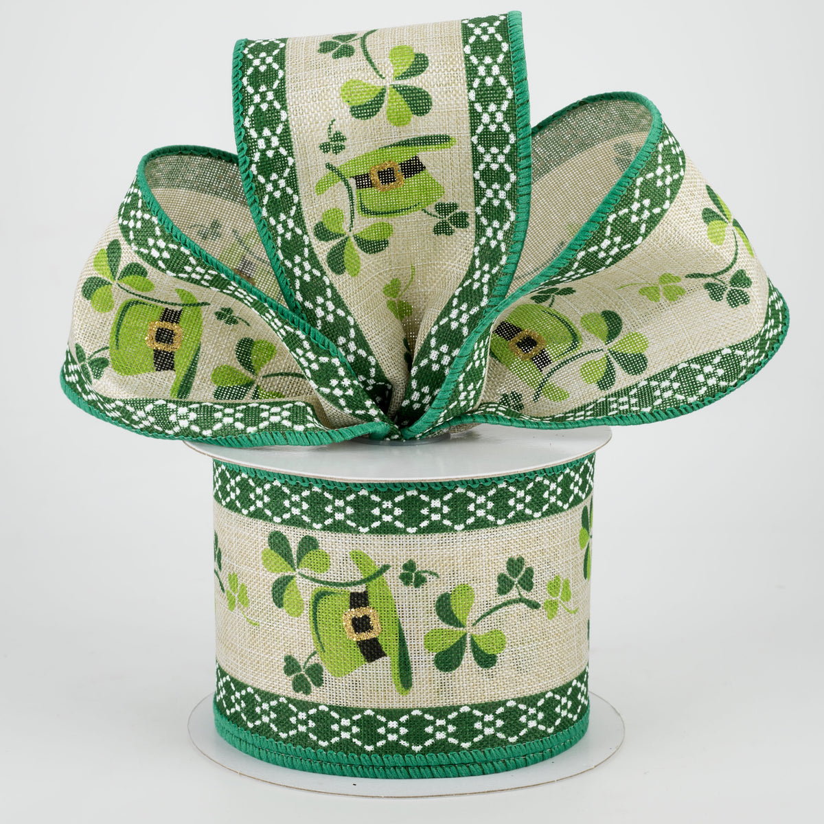 2.5" St. Patrick's Day Fun Linen Ribbon (10 Yards) Lifestyle Photo