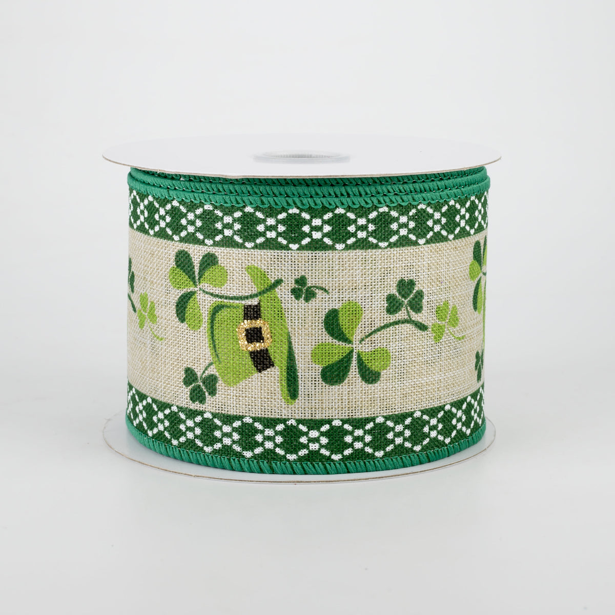 2.5" St. Patrick's Day Fun Linen Ribbon (10 Yards) Item Number: 21003-40-15