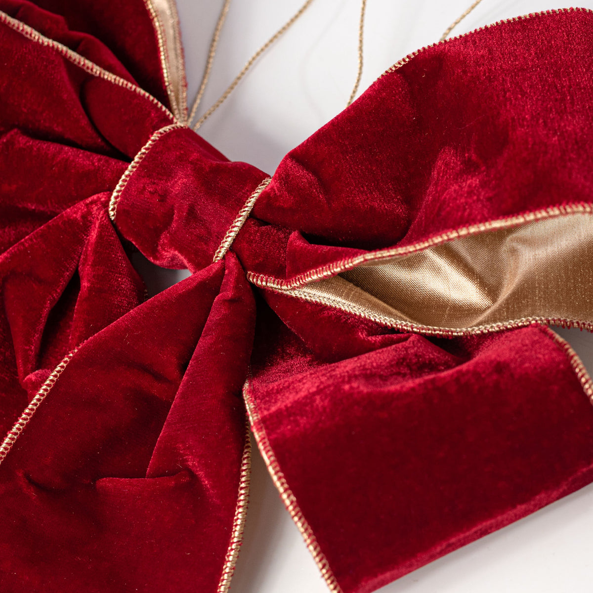 [D Stevens] 15" Velvet Bow Gold Back: Dark Red detail photo 3