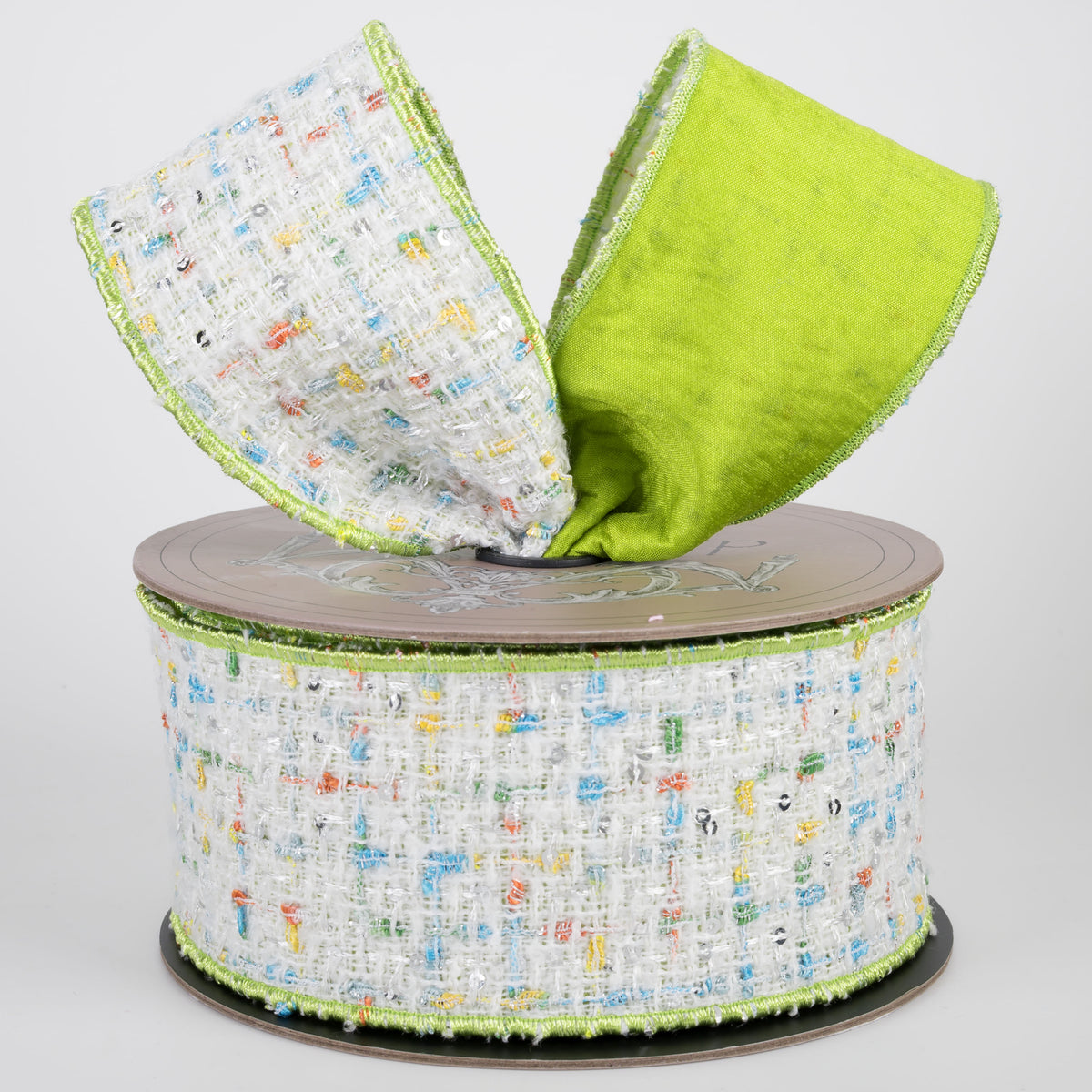 [D Stevens] 2.5" Boucle & Dupioni Ribbon: Lime (10 Yards) Lifestyle Photo
