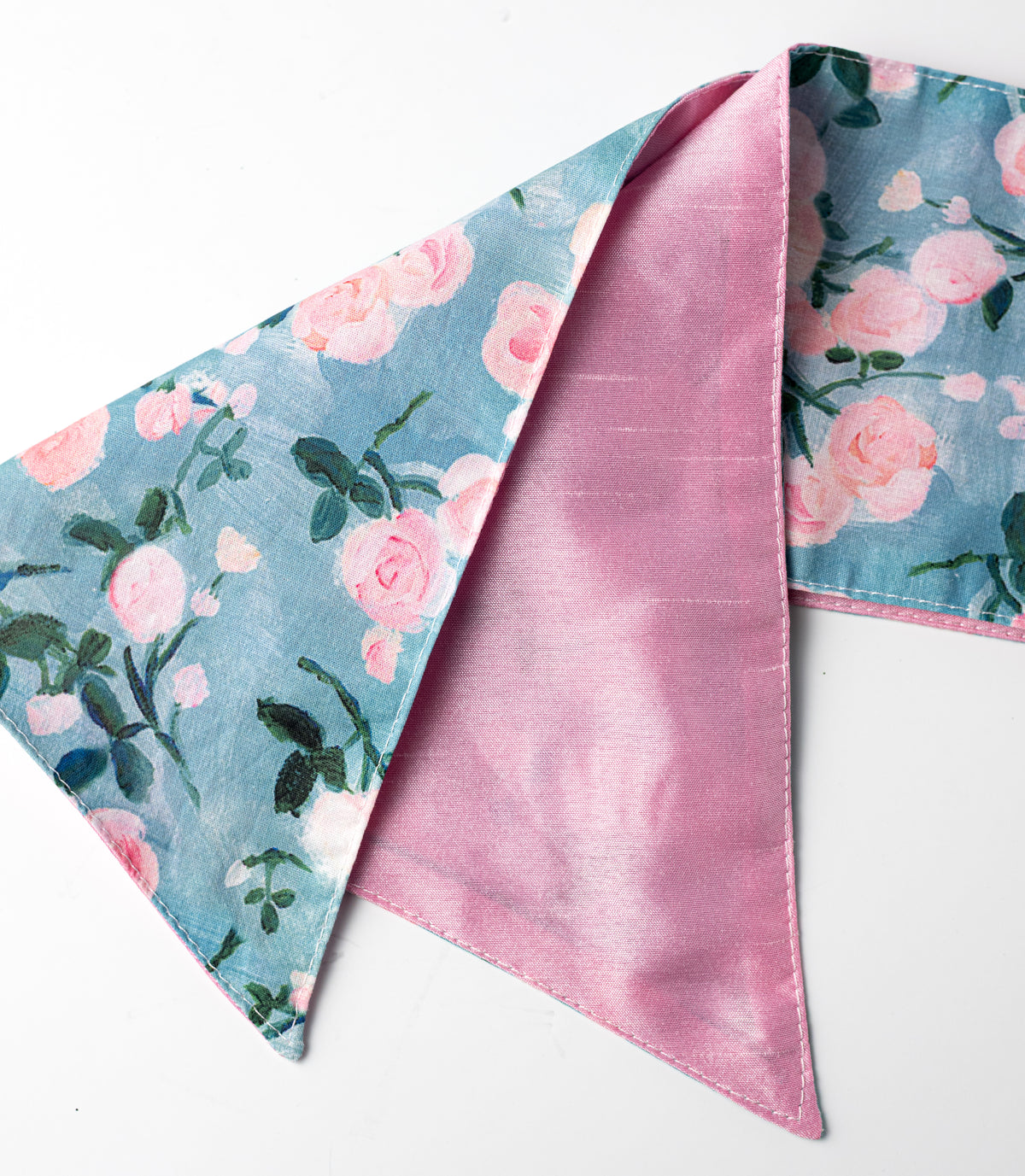 [D Stevens] 4" x 56" Poplin Wreath Sash: Watercolor Roses & Pink Dupioni detail photo 3