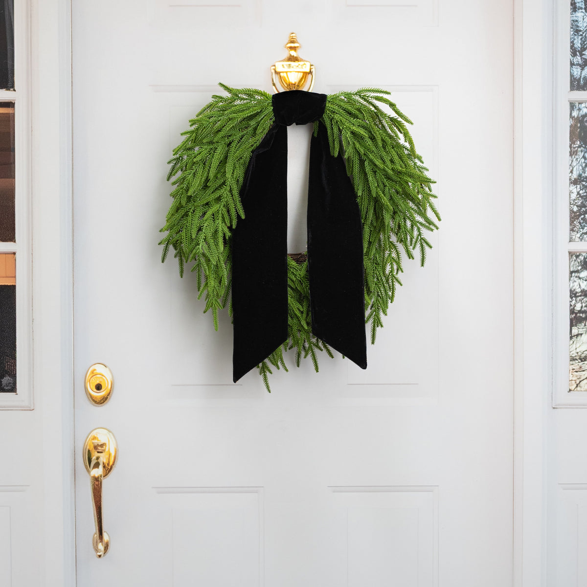 [D Stevens] 4" x 56" Velvet Gold Back Wreath Sash: Black detail photo 4