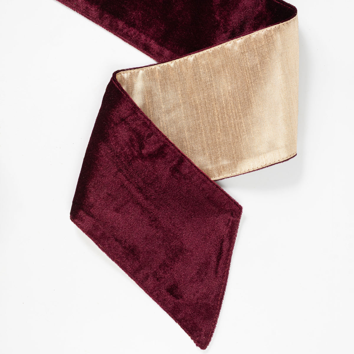 [D Stevens] 4" x 56" Velvet Gold Back Wreath Sash: Burgundy detail photo 3