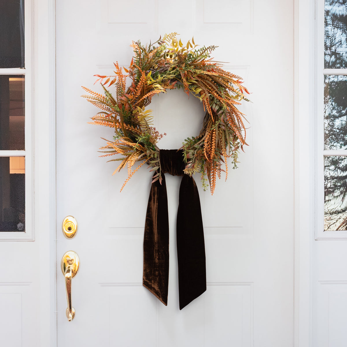 [D Stevens] 4" x 56" Velvet Wreath Sash: Dark Brown Lifestyle Photo