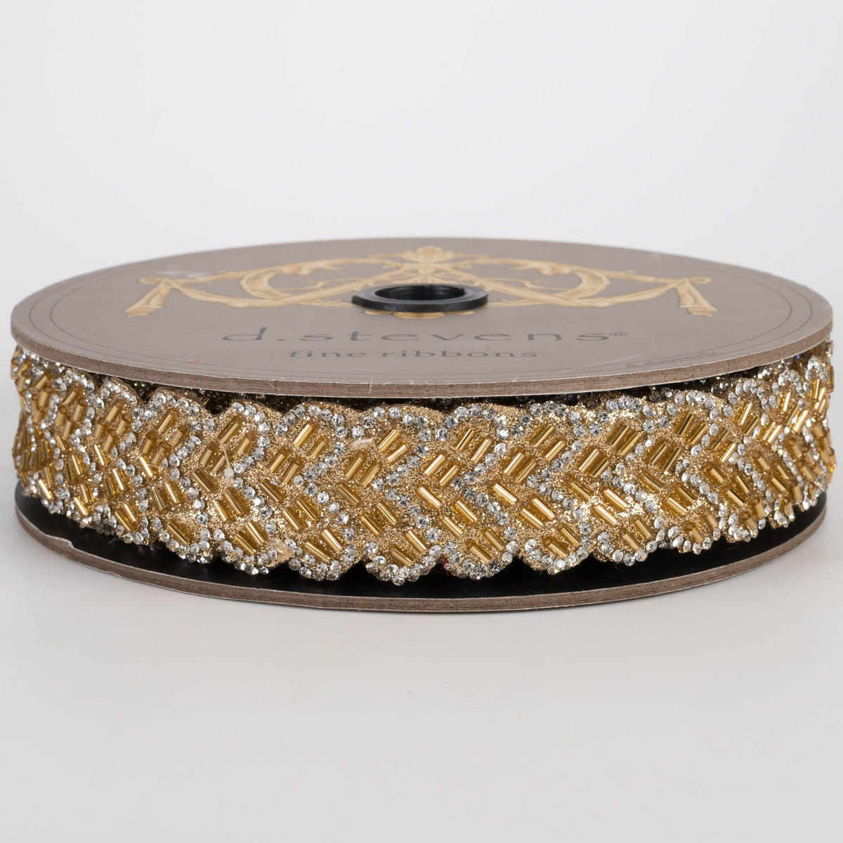 [D Stevens] 1" Beaded Jewel Chevron Glam Ribbon: Gold (5 Yards) Item Number: 05-1317