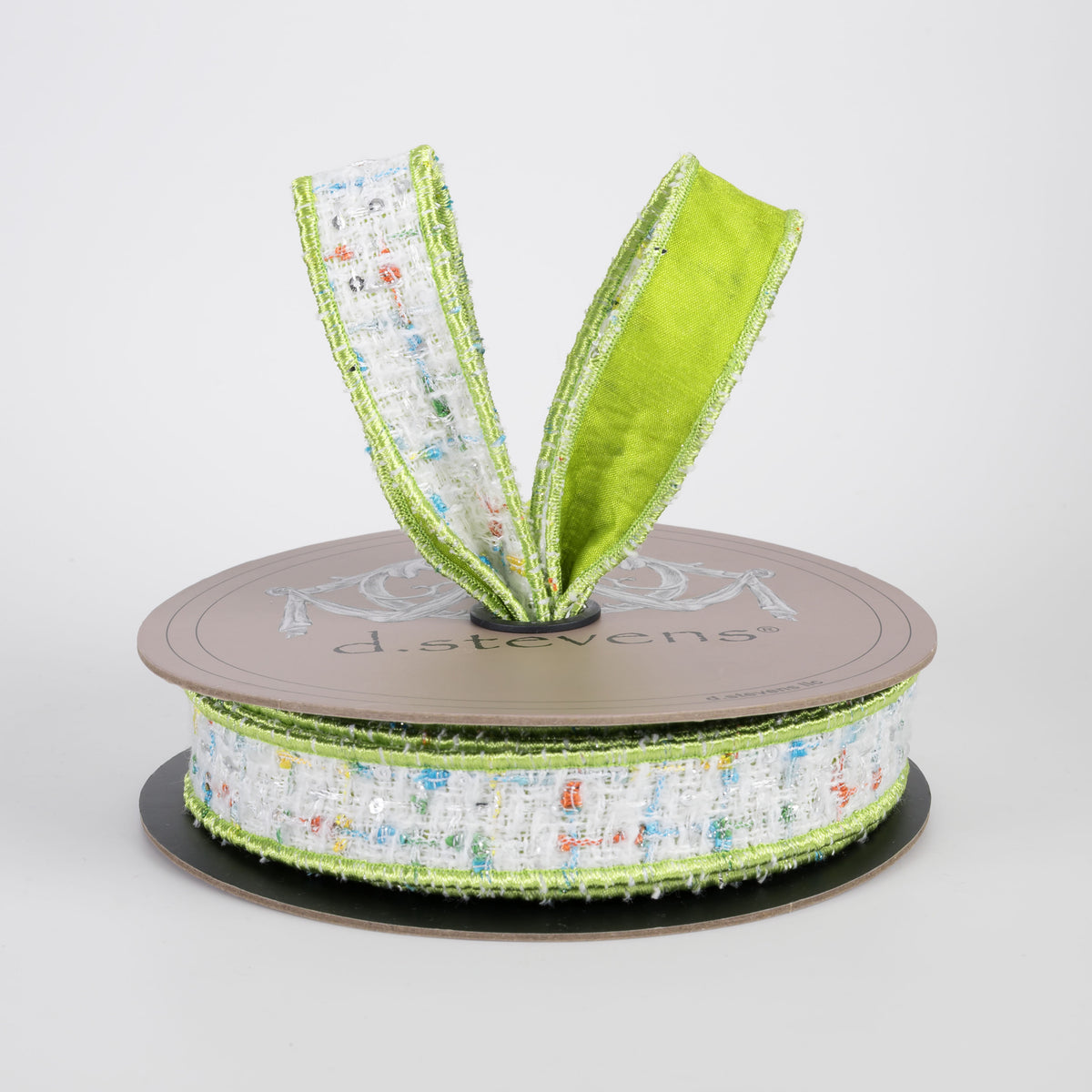 [D Stevens] 1" Boucle & Dupioni Ribbon: Lime (10 Yards) Lifestyle Photo