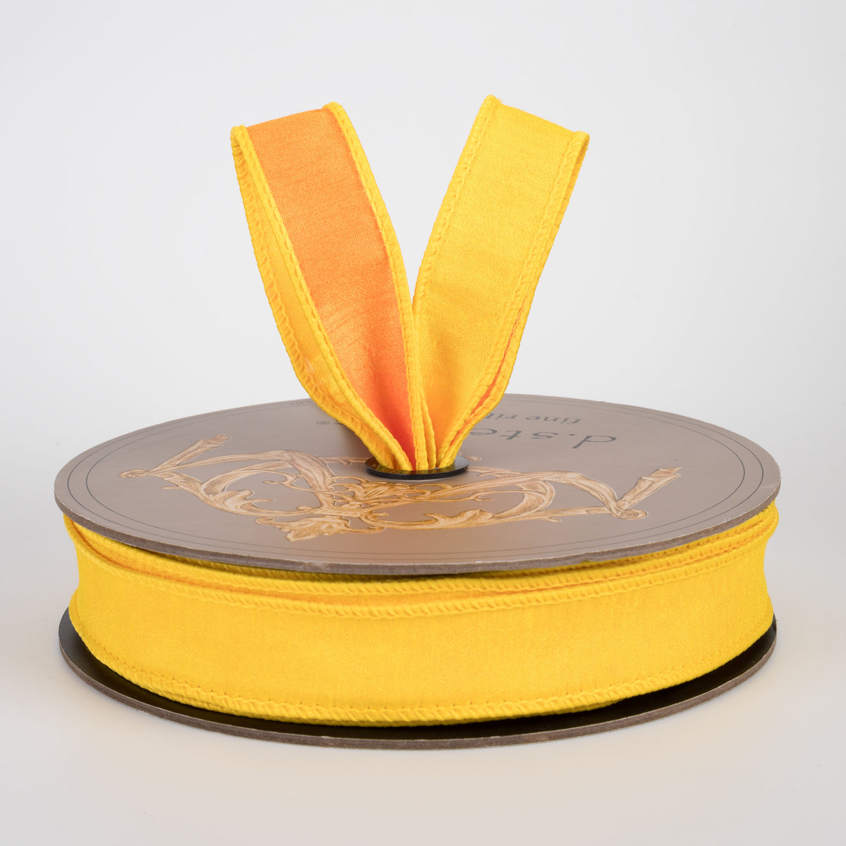 [D Stevens] 1" Double Sided Dupioni Ribbon: Yellow & Orange (25 Yards) Lifestyle Photo