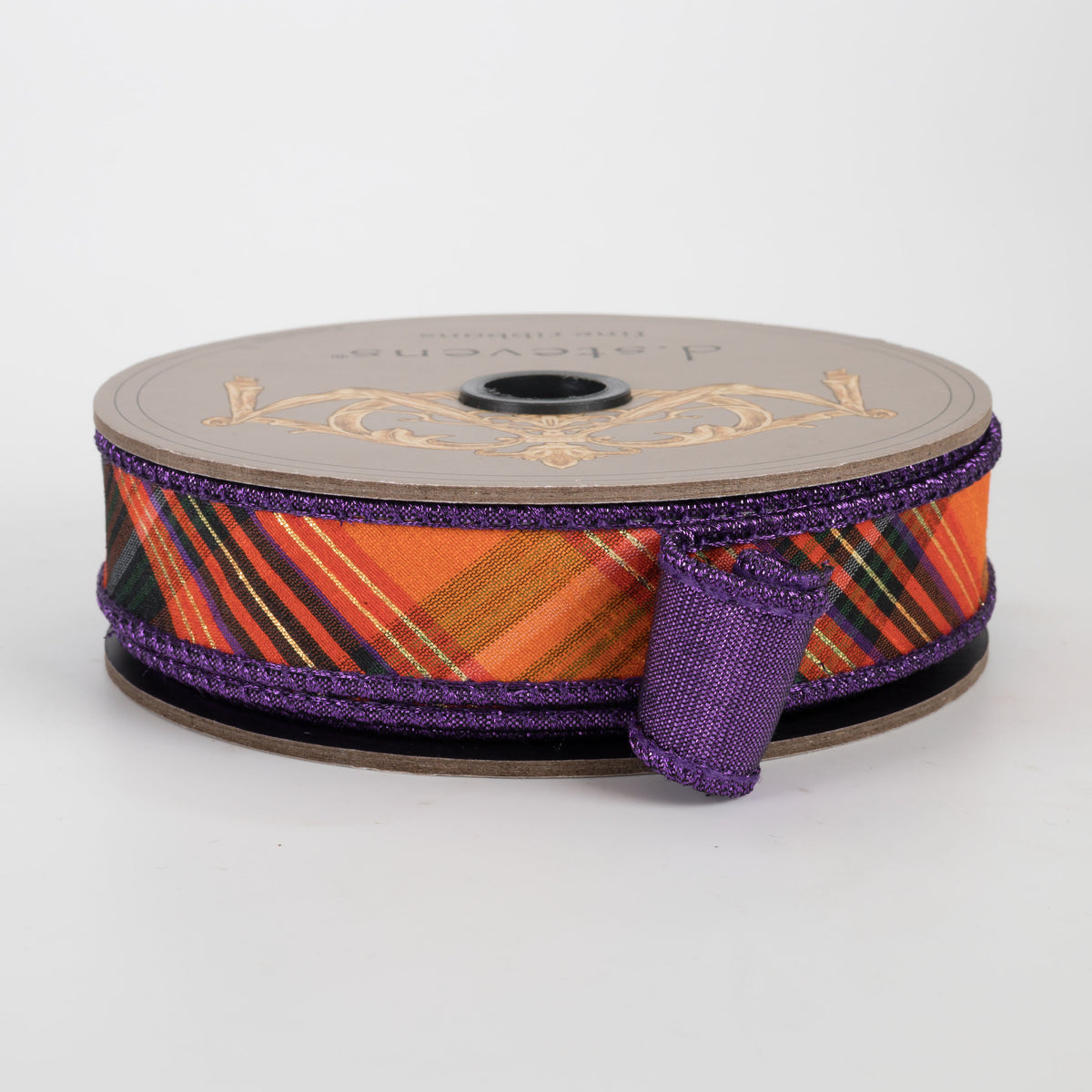 [D Stevens] 1" Dupioni Diagonal Salem Plaid Ribbon: Halloween (10 Yards) Item Number: 05-1883