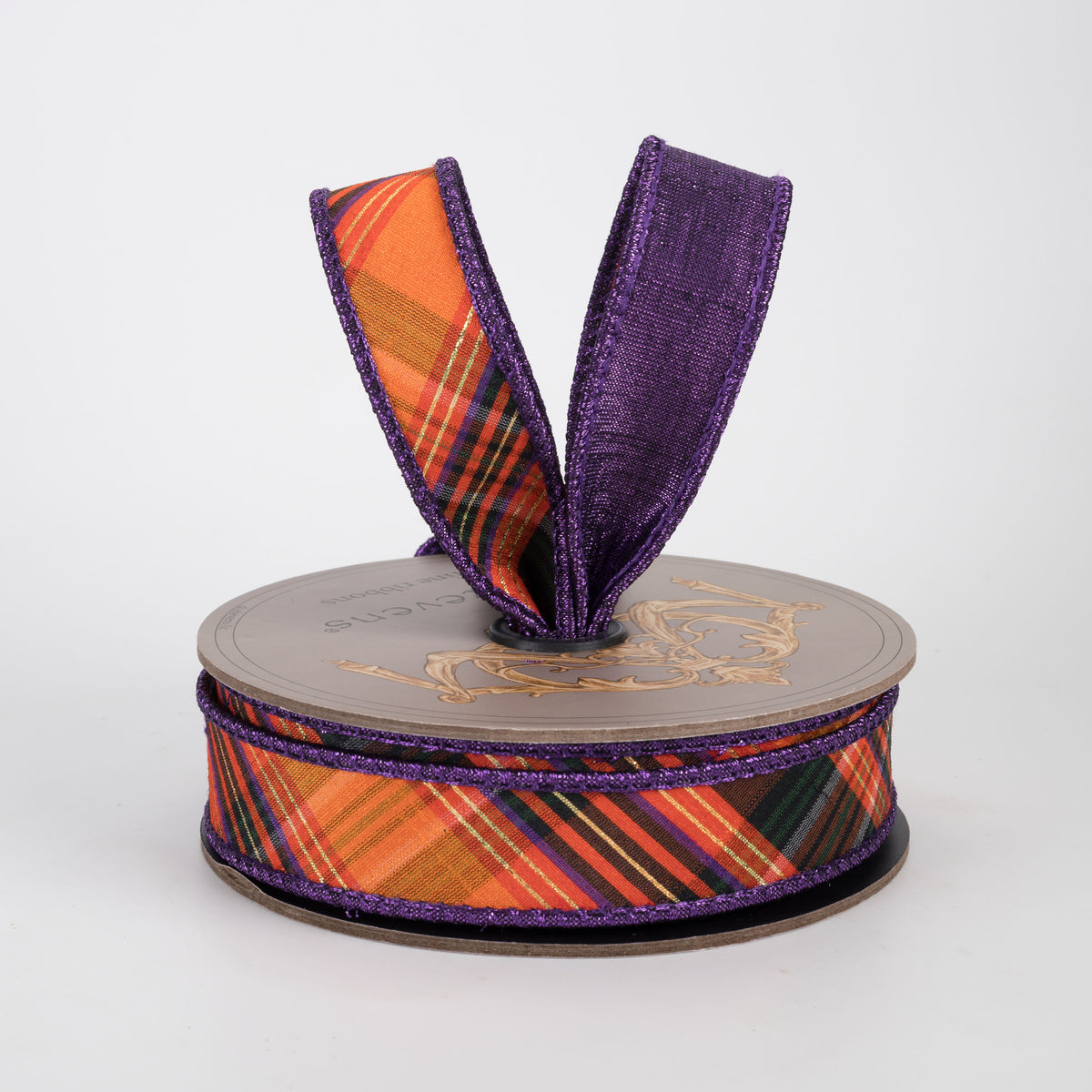 [D Stevens] 1" Dupioni Diagonal Salem Plaid Ribbon: Halloween (10 Yards) Lifestyle Photo