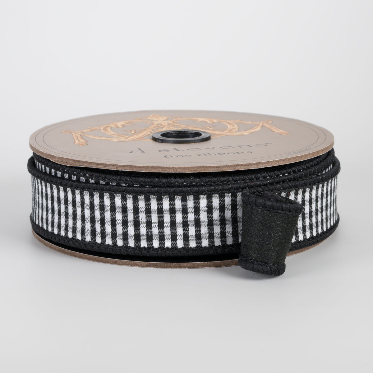 [D Stevens] 1" Faux Dupioni Mini Check Ribbon: Black & White (10 Yards) Item Number: 07-1808