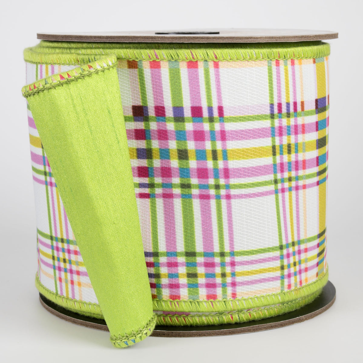 [D Stevens] 4" Poplin Spring Plaid Ribbon: NO TWO ALIKE (10 Yards) Item Number: 87-1667
