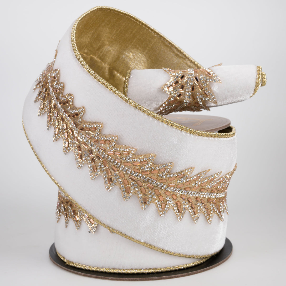 [D Stevens] 4" Velvet & Jewels Art Deco Trim Ribbon: Winter White (5 Yards) Lifestyle Photo