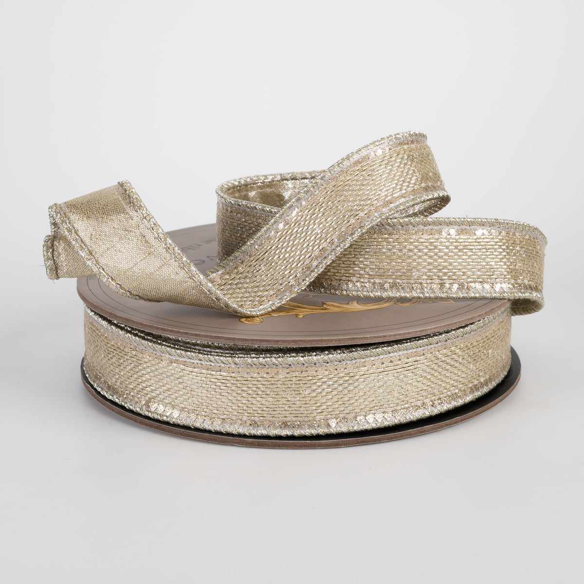 [D Stevens] 1" Wired Bullion Trim Ribbon: Platinum Gold (10 Yards) Lifestyle Photo