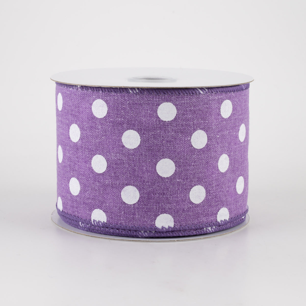 2.5" Stiff Linen Polka Dot Ribbon: Purple (10 Yards)