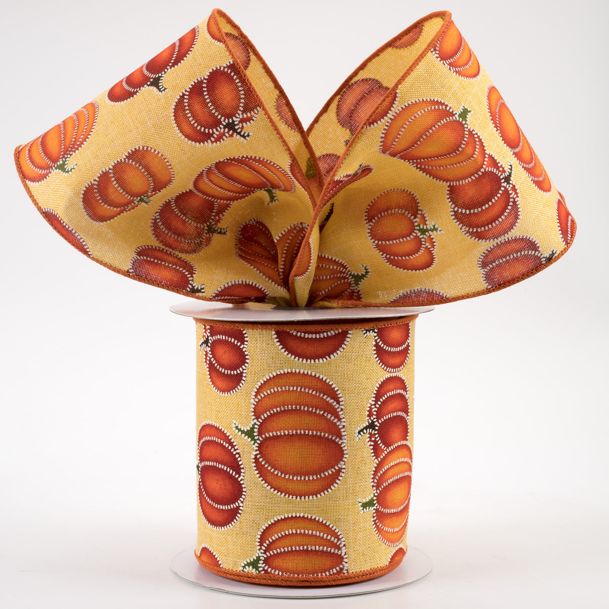 4" Stitch Pumpkin Ribbon: Mustard (10 Yards) Lifestyle Photo