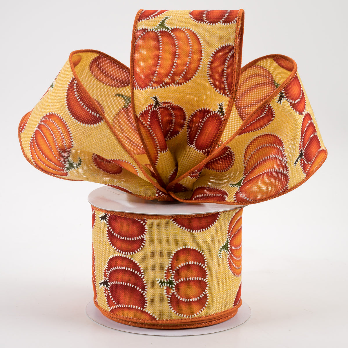 2.5" Stitch Pumpkin Ribbon: Mustard (10 Yards) Lifestyle Photo