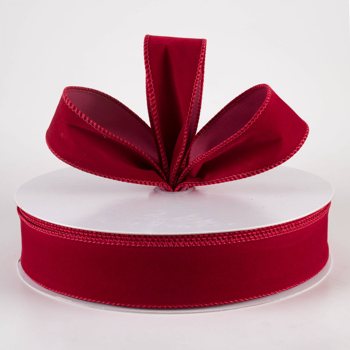 1.5" Stitched Edge Velvet Ribbon: Dark Red (50 Yards) Lifestyle Photo