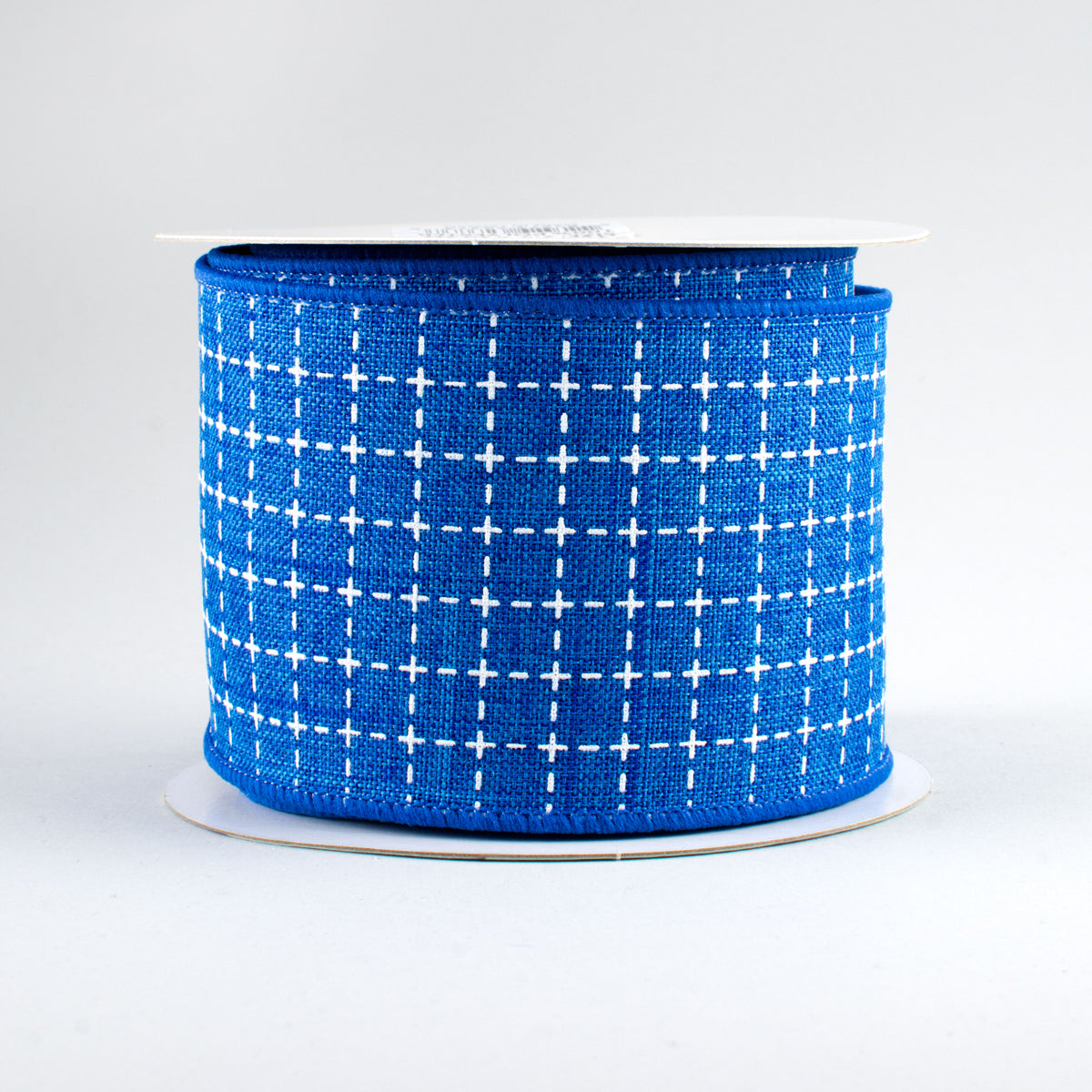 2.5" Stitched Squares Ribbon: Royal Blue & White (10 Yards)