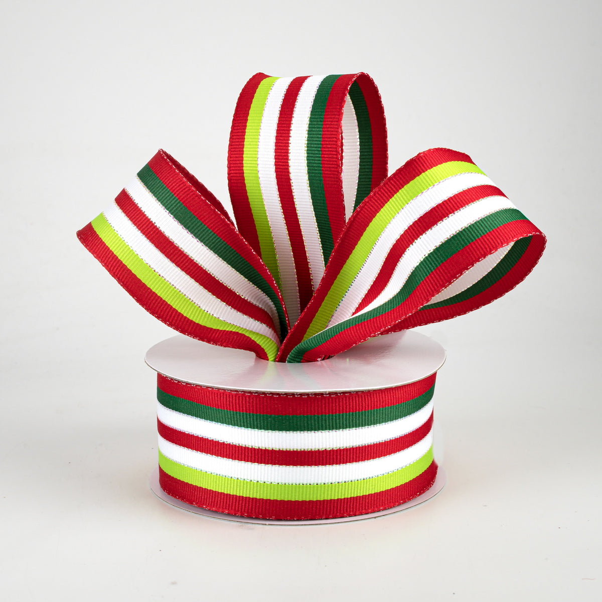 1.5" Stripe Grosgrain Wired Ribbon: Christmas Holiday (10 Yards) Lifestyle Photo