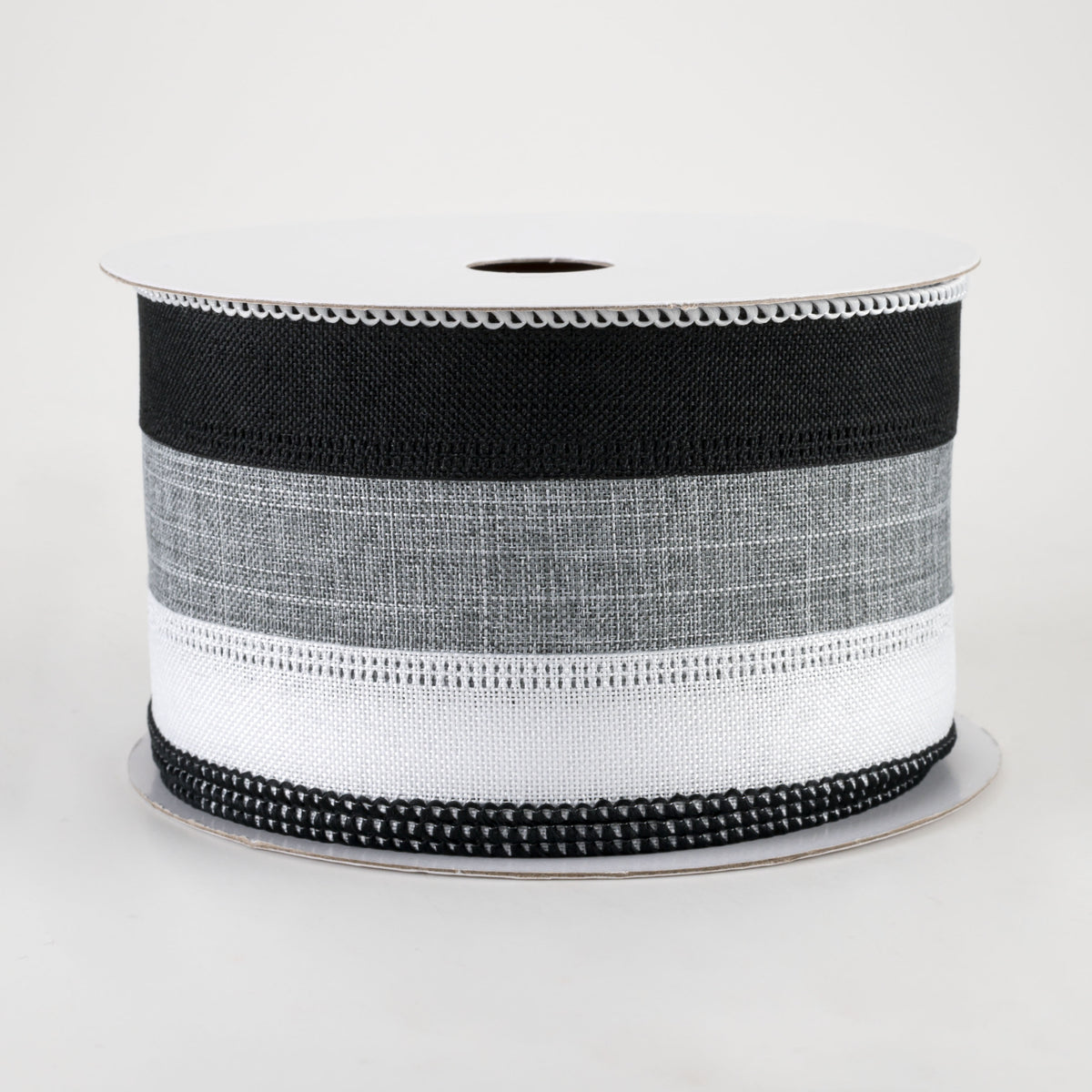 2.5" Stripe Ribbon: Black, Grey, White (10 Yards)