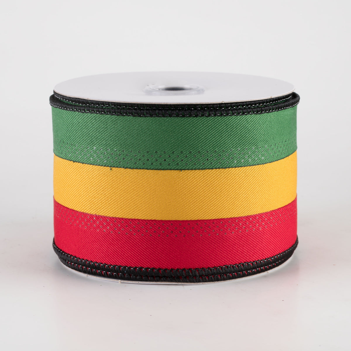 2.5" Stripe Ribbon: Black, Red, Green, Yellow (10 Yards)