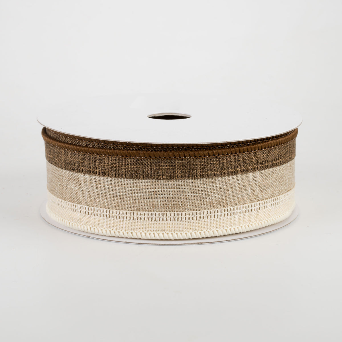 1.5" Stripe Ribbon: Brown, Natural, Cream (10 Yards)