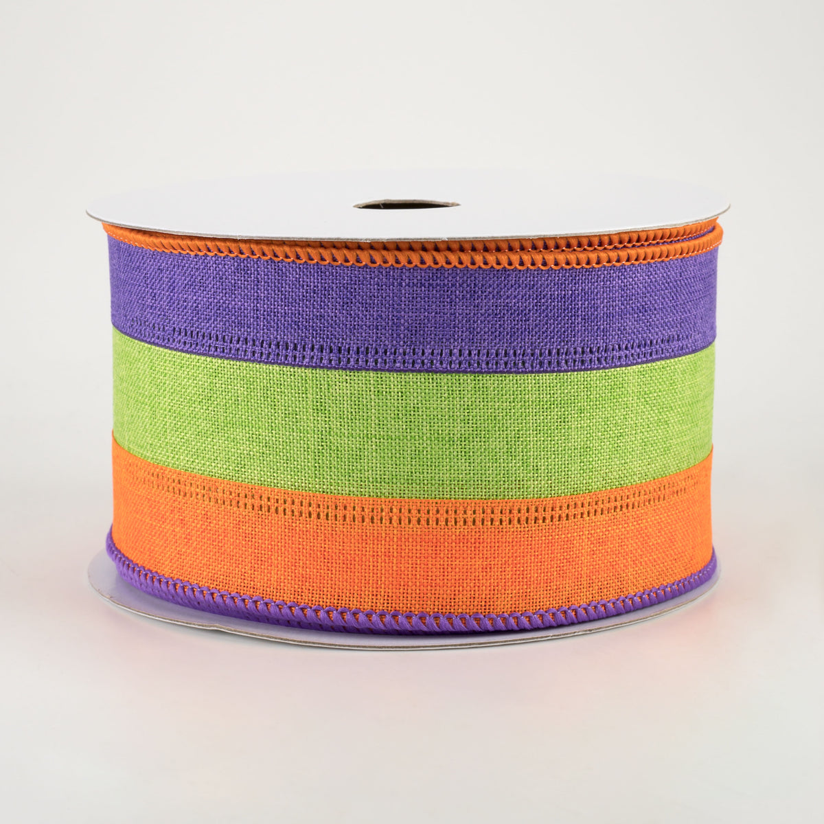 2.5" Stripe Ribbon: Purple, Lime Green, Orange (10 Yards)