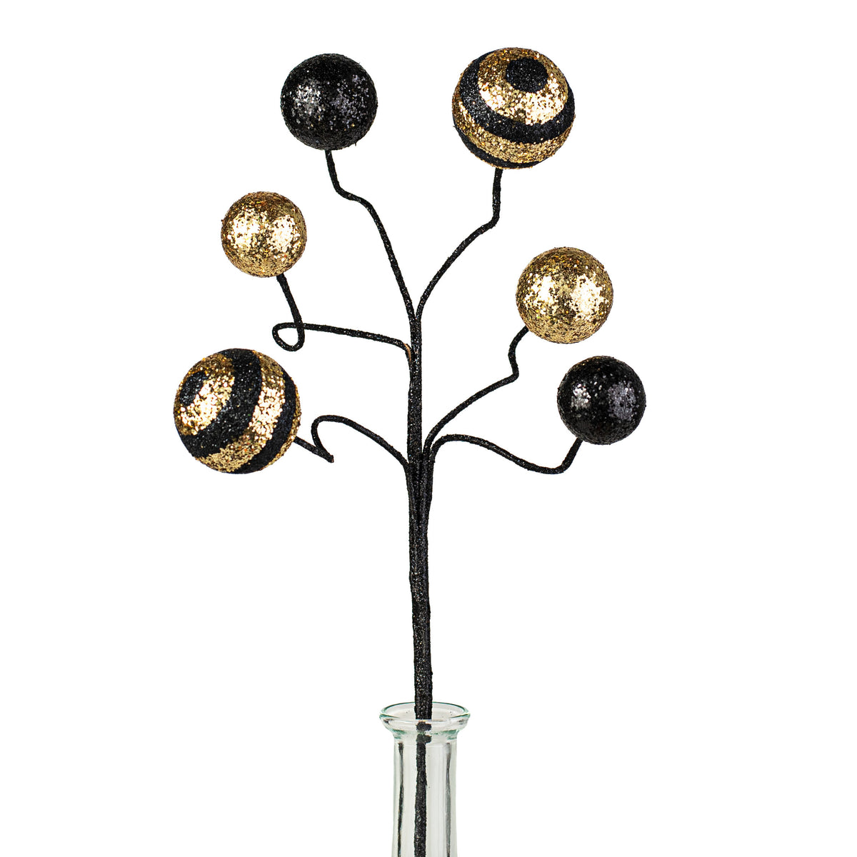 17" Stripe & Solid Glitter Ball Pick: Black & Gold Item Number: XS9944F9