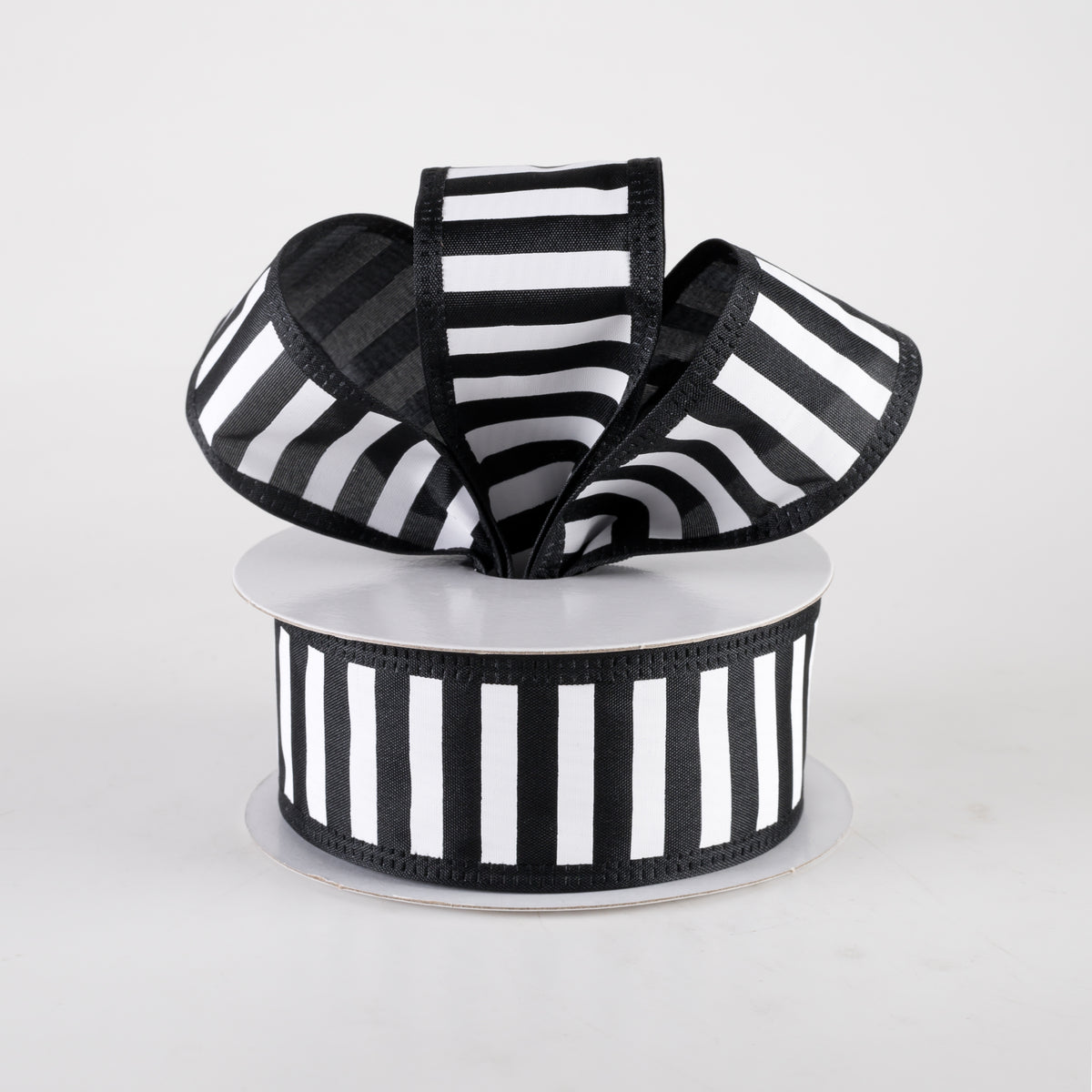 1.5" Stripes Ribbon: Black & White (10 Yards) Lifestyle Photo