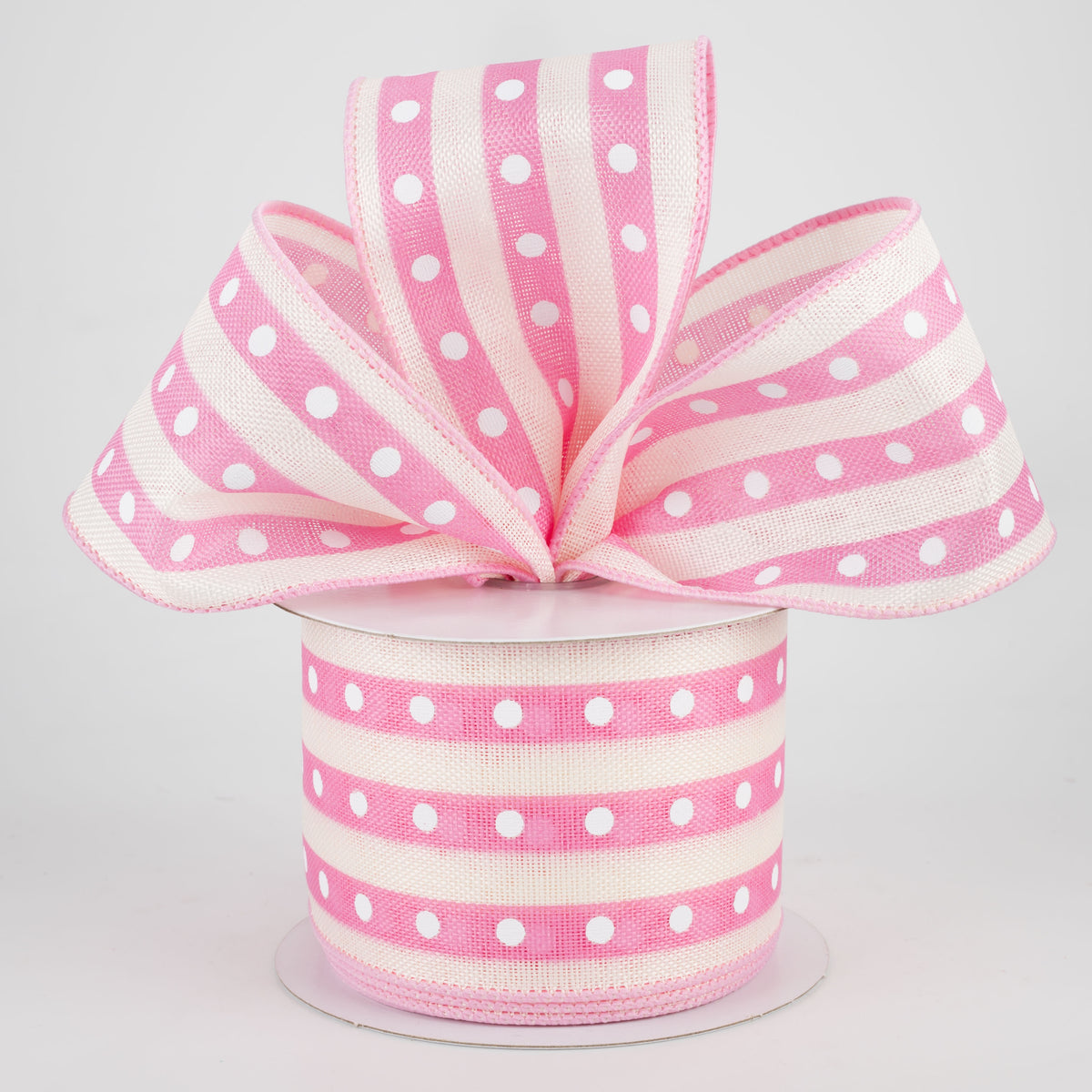 2.5" Studded Stripes Ribbon: Pink (10 Yards) Lifestyle Photo