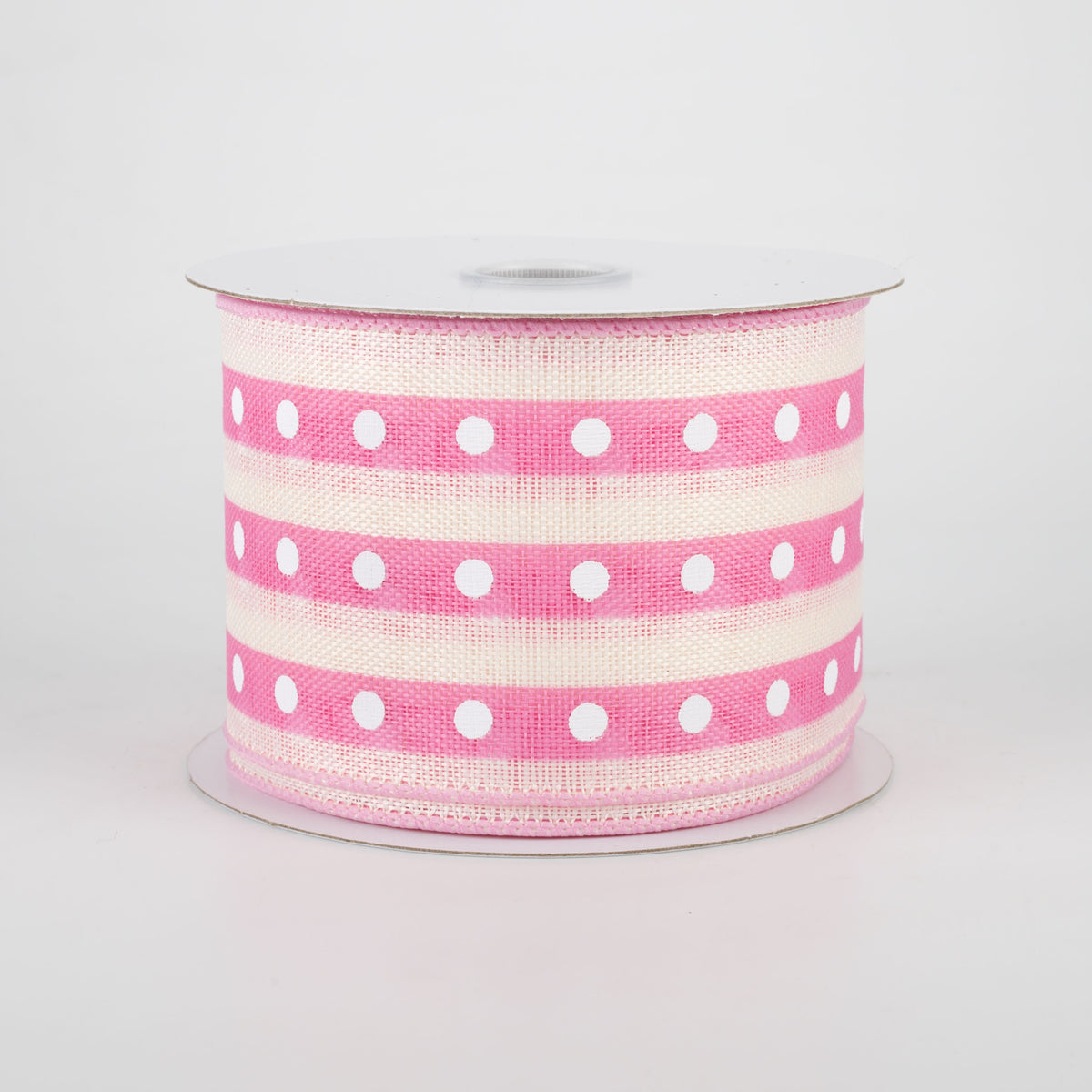 2.5" Studded Stripes Ribbon: Pink (10 Yards)