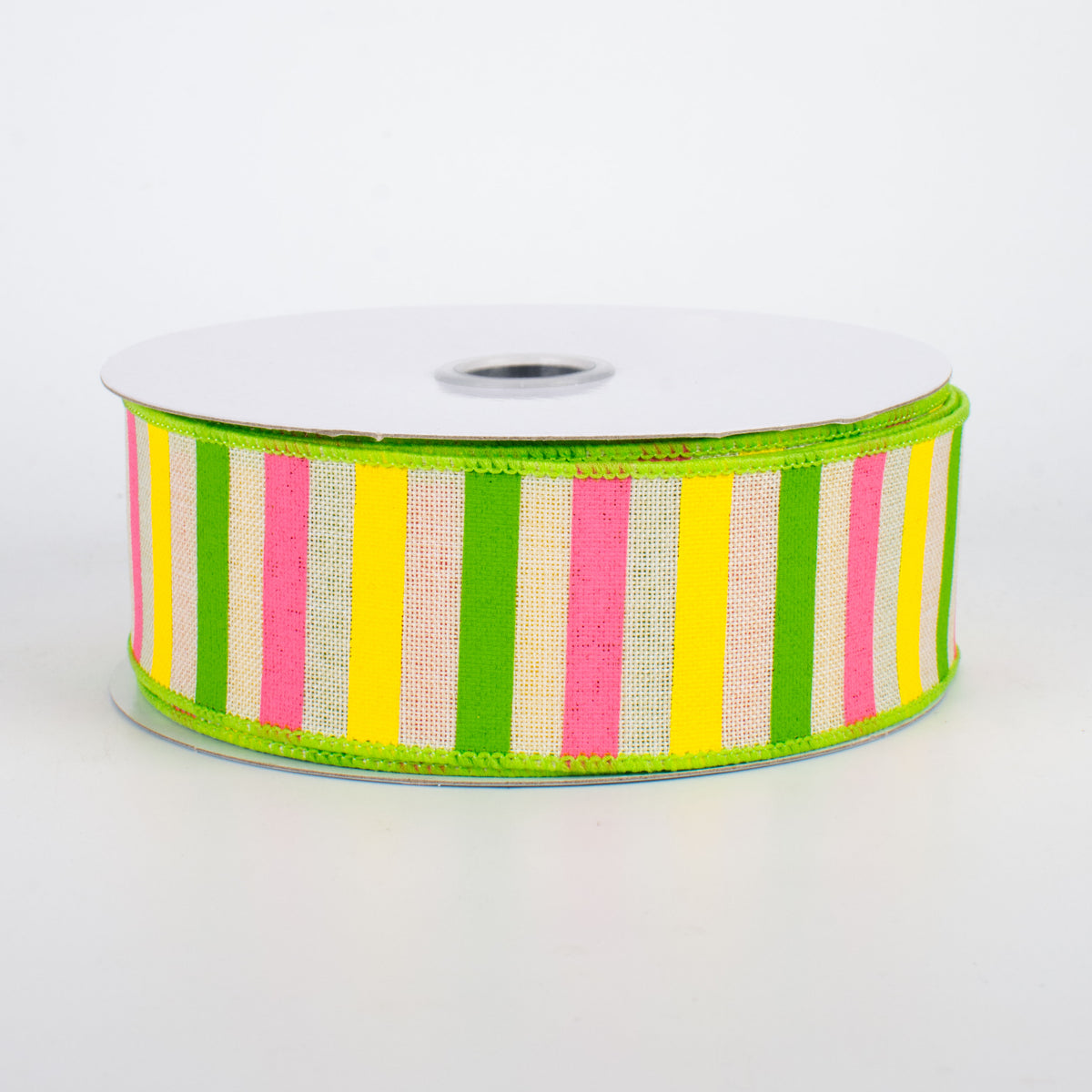 1.5" Summer Horizontal Stripe Ribbon: Cream (10 Yards)