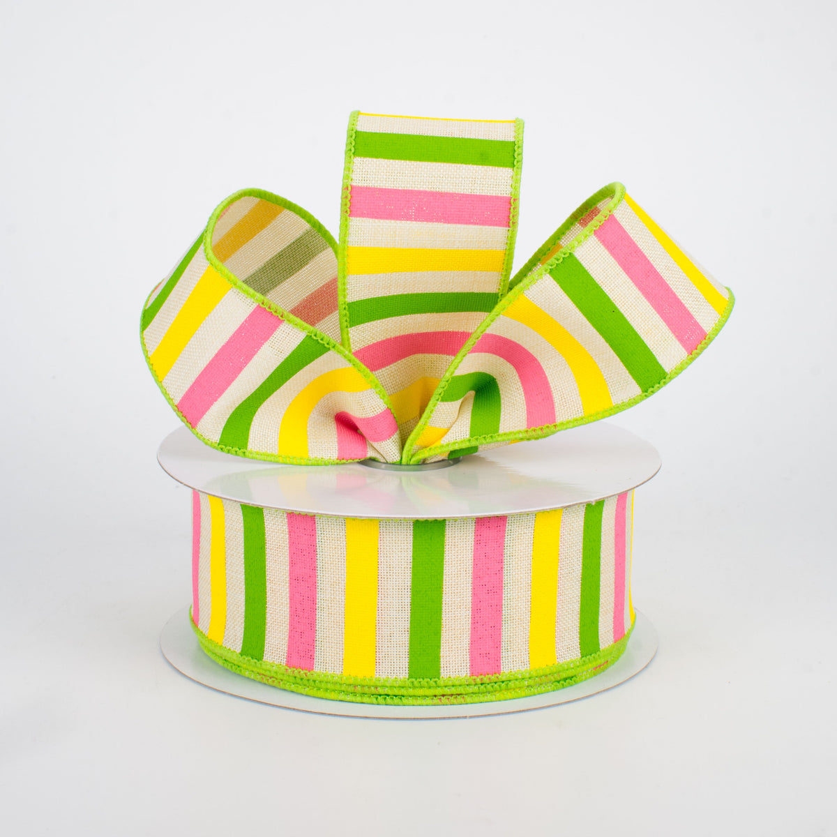 1.5" Summer Horizontal Stripe Ribbon: Cream (10 Yards) Lifestyle Photo