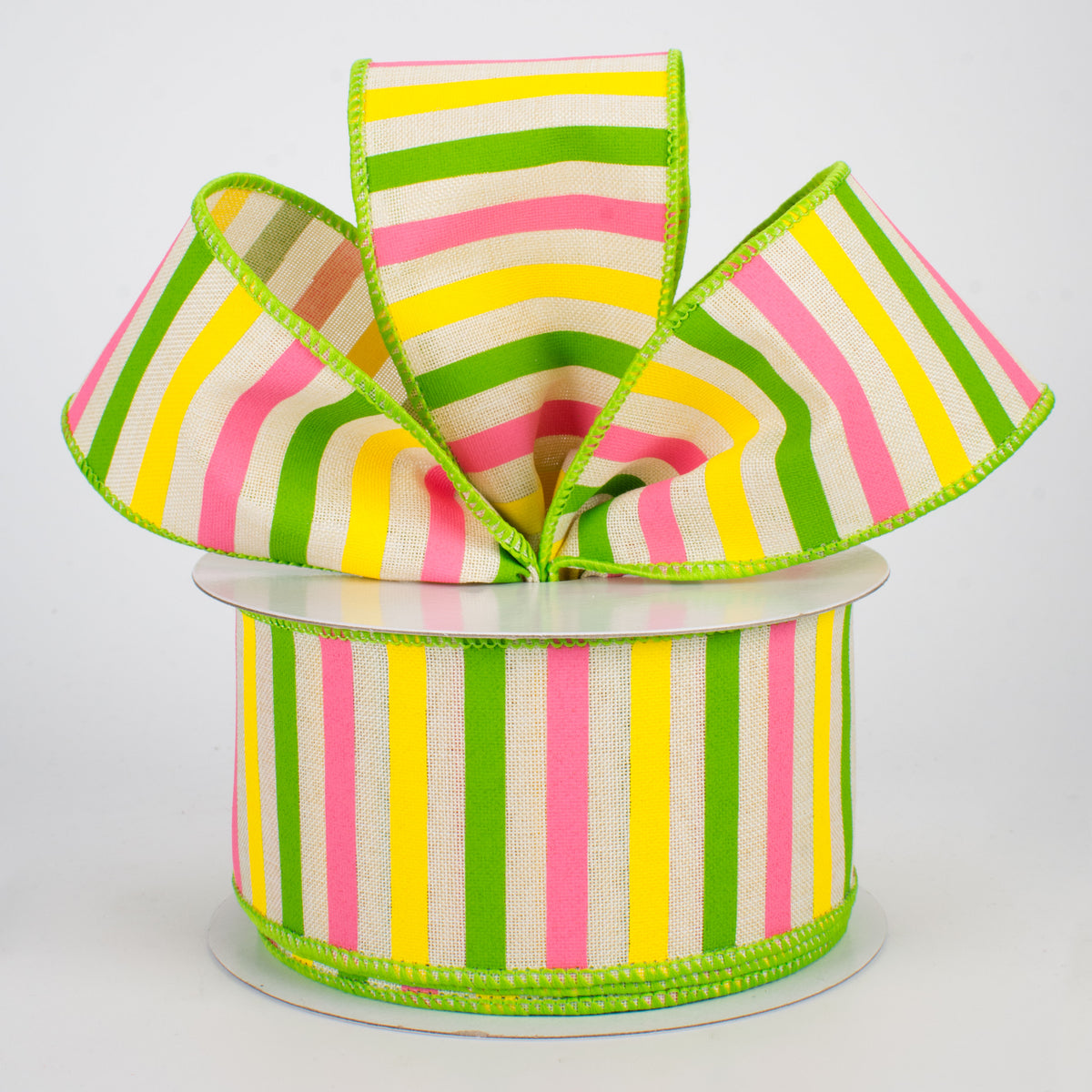 2.5" Summer Horizontal Stripe Ribbon: Cream (10 Yards) Lifestyle Photo