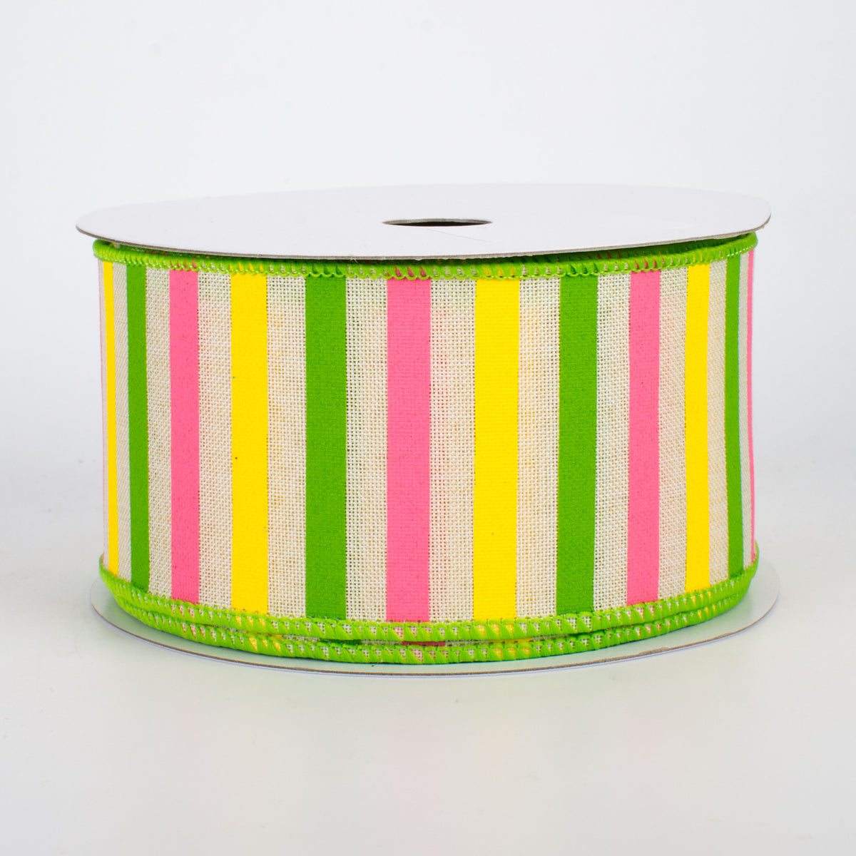 2.5" Summer Horizontal Stripe Ribbon: Cream (10 Yards)