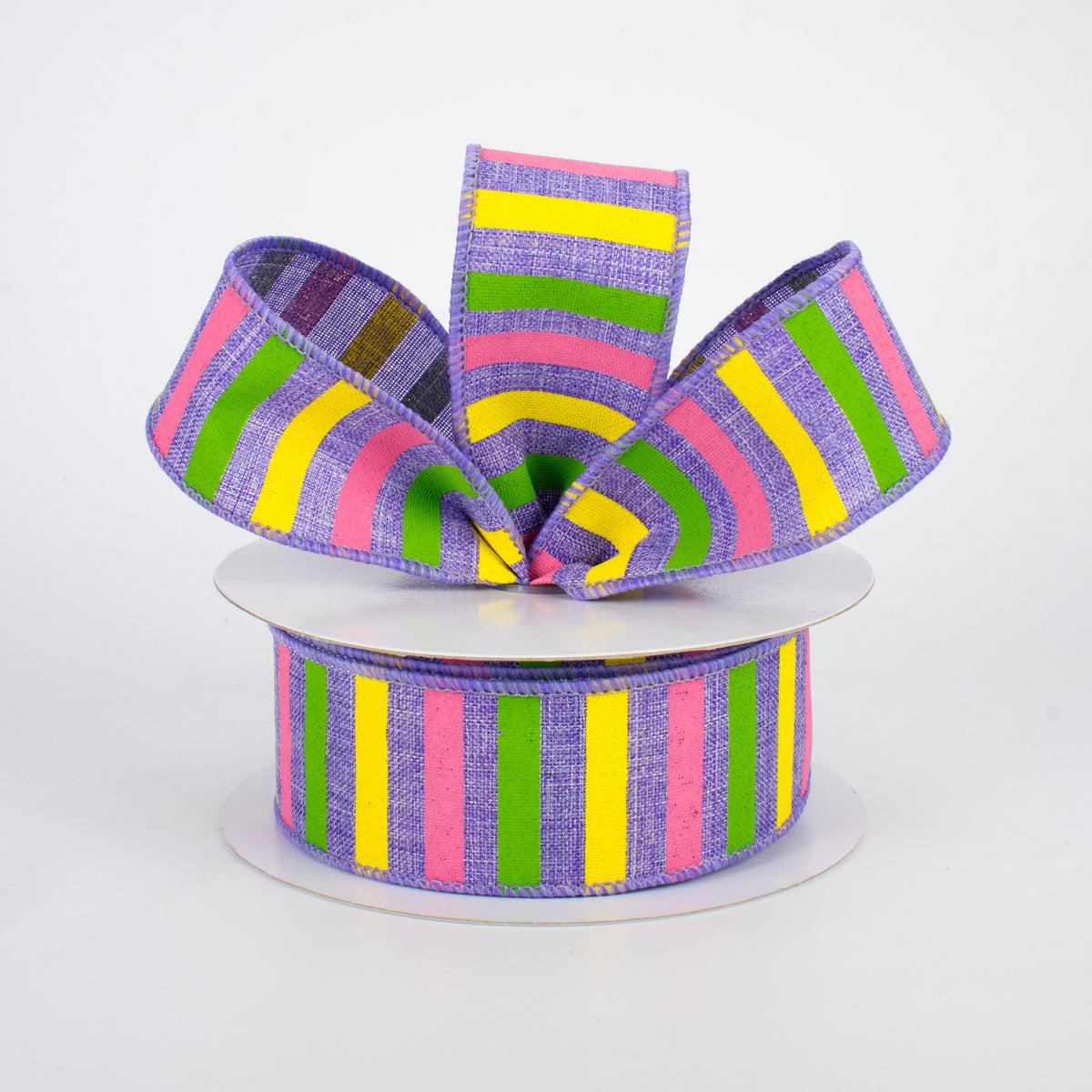 1.5" Summer Horizontal Stripe Ribbon: Lavender (10 Yards) Lifestyle Photo