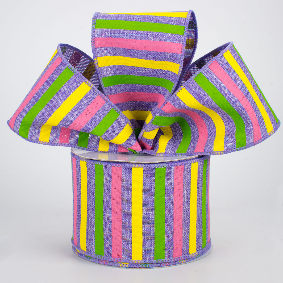 2.5" Summer Horizontal Stripe Ribbon: Lavender (10 Yards) Lifestyle Photo