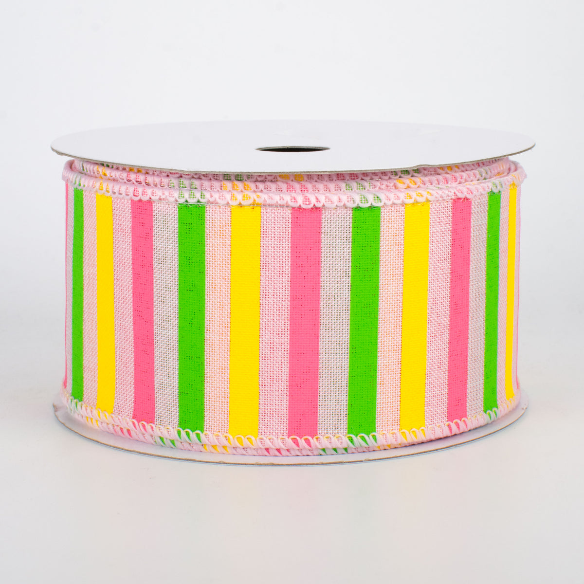 2.5" Summer Horizontal Stripe Ribbon: Pale Pink (10 Yards)